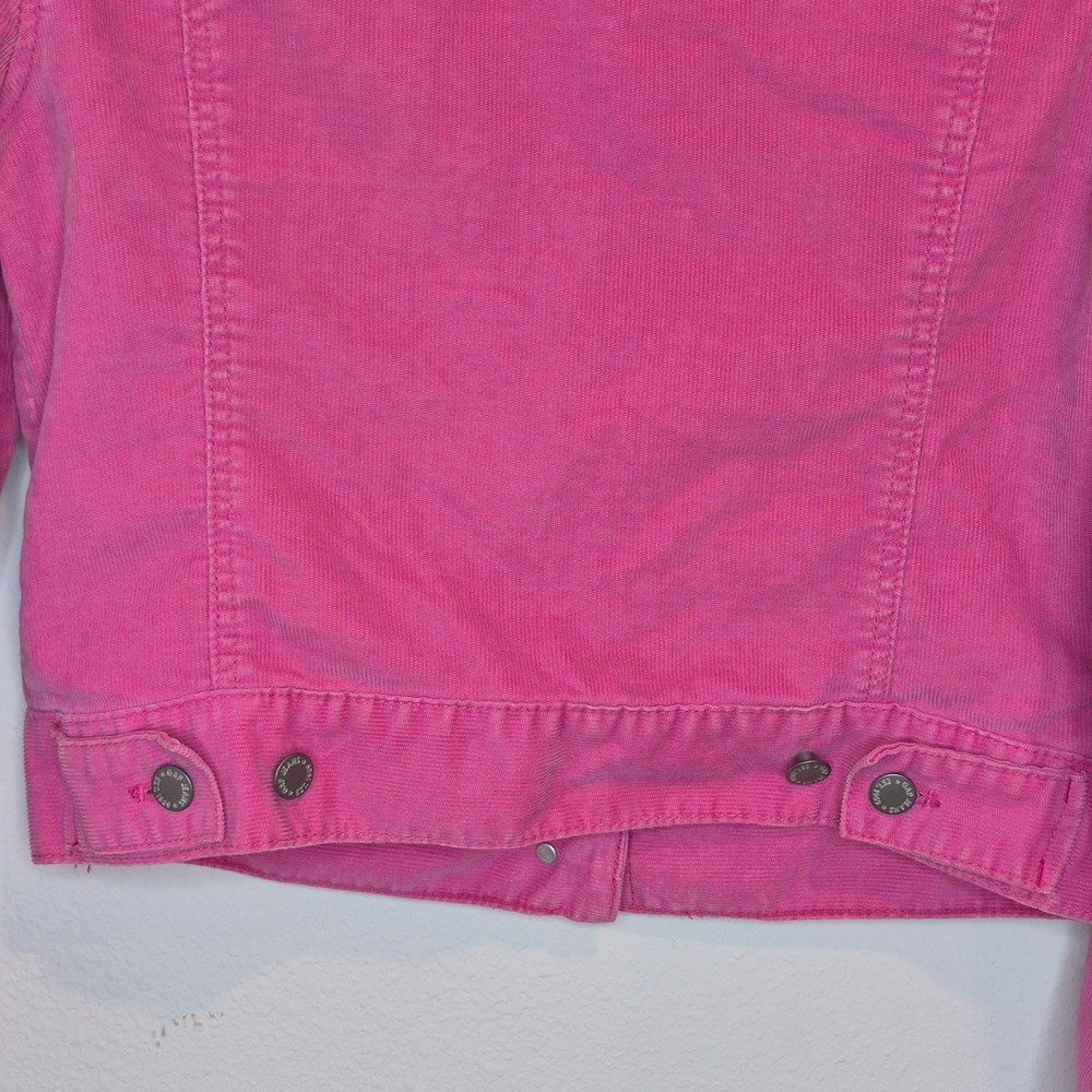 GAP Vintage Hot Pink Corduroy Cropped Trucker Jacket Y2K Barbiecore Pop Color S - Picture 11 of 11